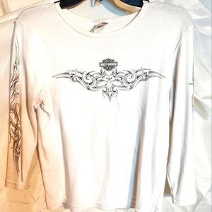 Harley Davidson - Large long sleeve, white- $25